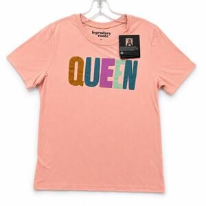 Legendary Rootz T-Shirt Womens Medium Peach Queen Graphic Tee Short Sleeve NWT